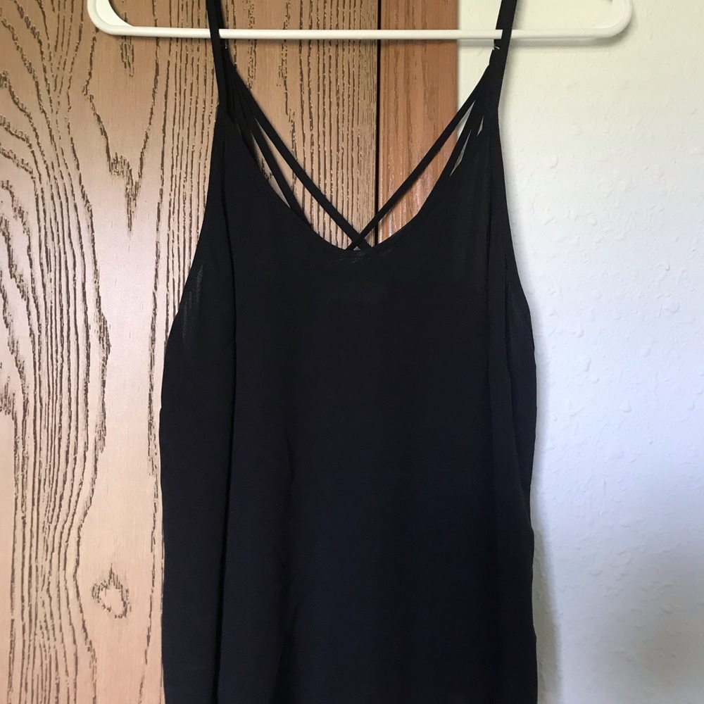 Black tank top with criss cross back